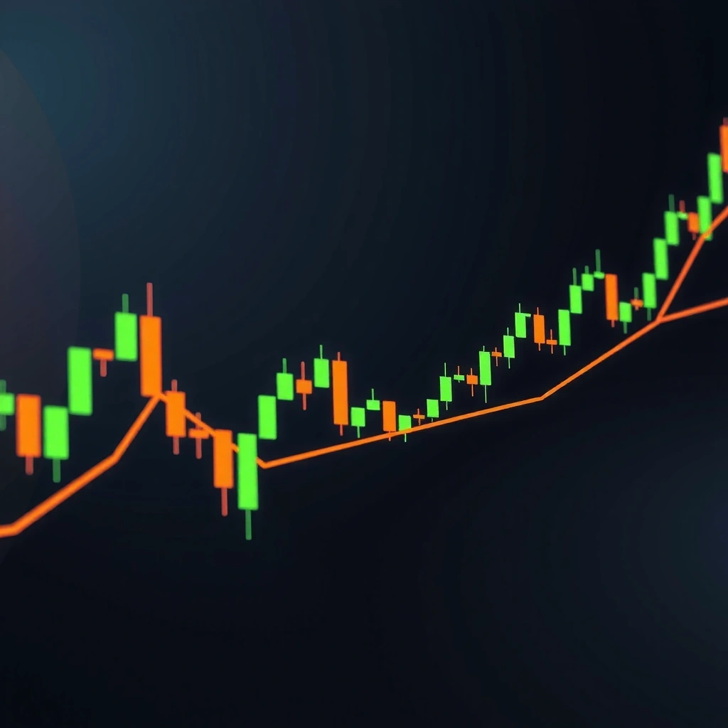 Gráficos financieros abstractos con velas japonesas